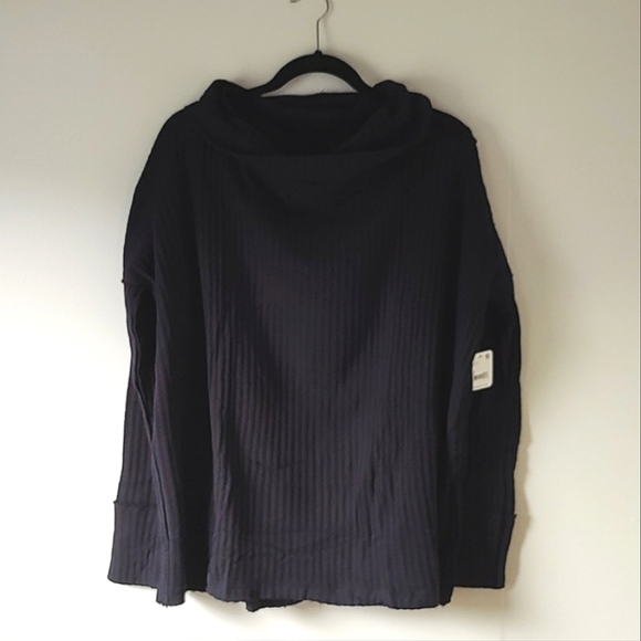 NWT! Free People Juicy Long-Sleeve Top Oversized Cowlneck Split Back MEDIUM - Picture 4 of 10